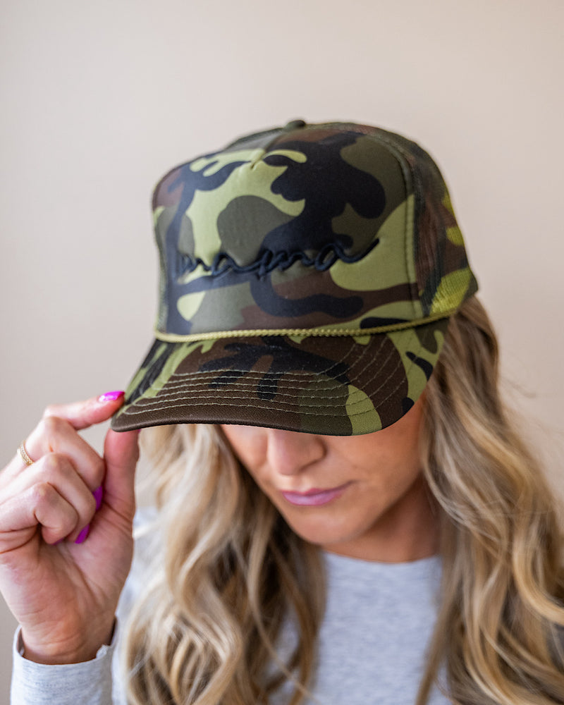 NEW! Mama Camo Trucker Hat - Army Green