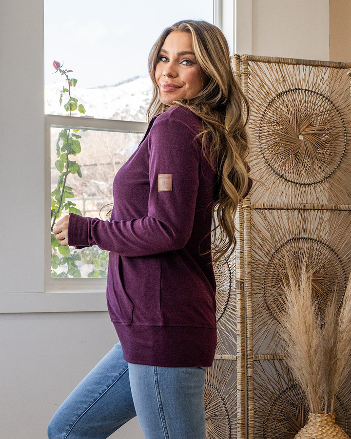 NEW! Ampersand Ave Performance Fleece FullZip Sweatshirt - Velvet Plum