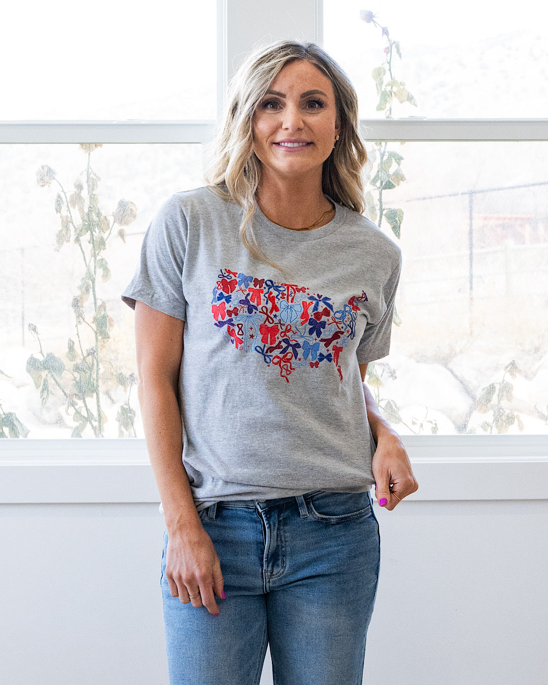 NEW! United States Bow Map Heather Gray Tee Kissed Apparel