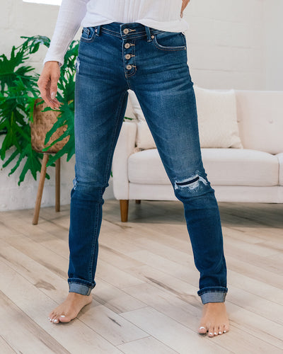 KanCan Kelsey Patched Straight Jeans  KanCan   