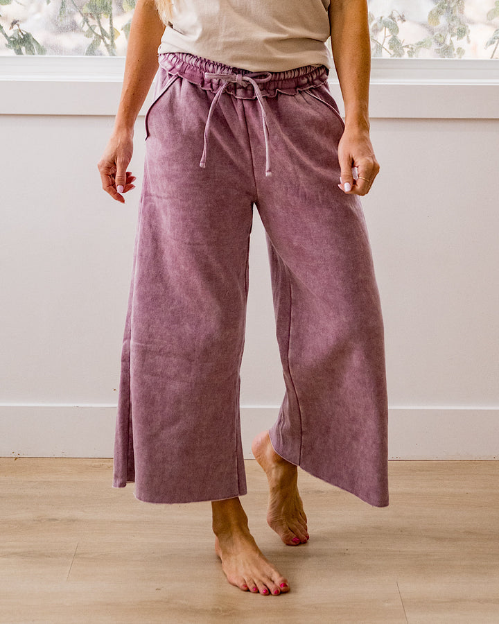 NEW! Cropped Wide Leg Comfy Pants - Light Rose Zenana