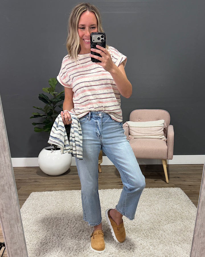 NEW! Alicia Striped Slub Knit Top - Jade