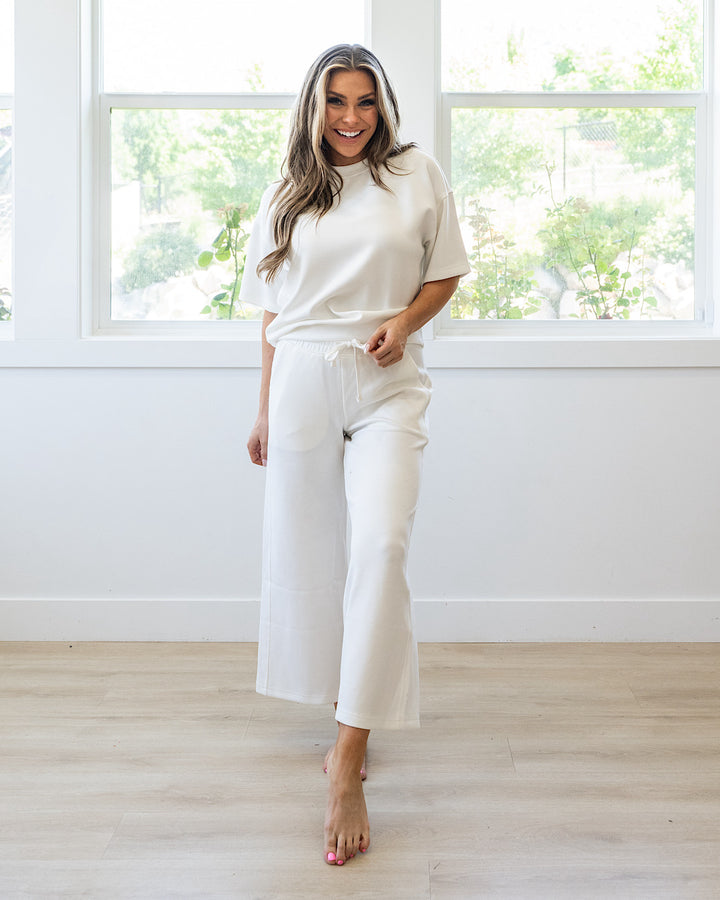 NEW! Macey Scuba Fabric Top - Cream