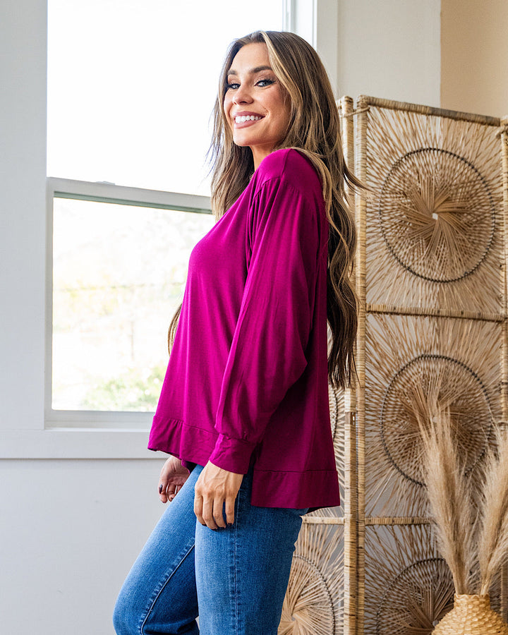 DOORBUSTER! Dolman Sleeve Top - Magenta Sew In Love