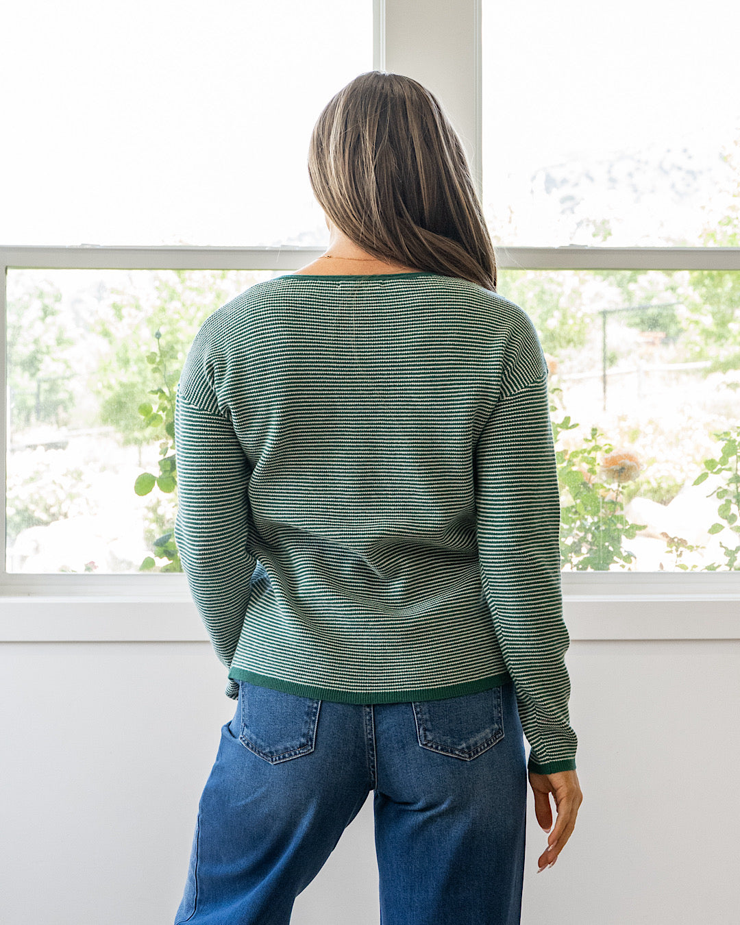 NEW! Evelyn Striped Sweater - Forest