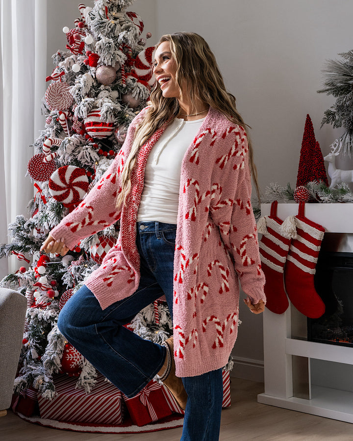 NEW! Christmas Cloud Open Cardigan - Candy Cane