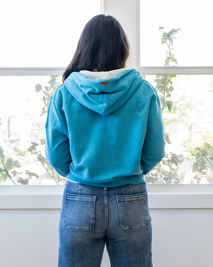 NEW! Wanakome Cropped Zip Up Hoodie - Lagoon Blue Wanakome
