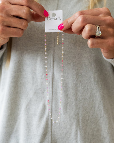 NEW! Dainty Gold and Pink Bead Necklace