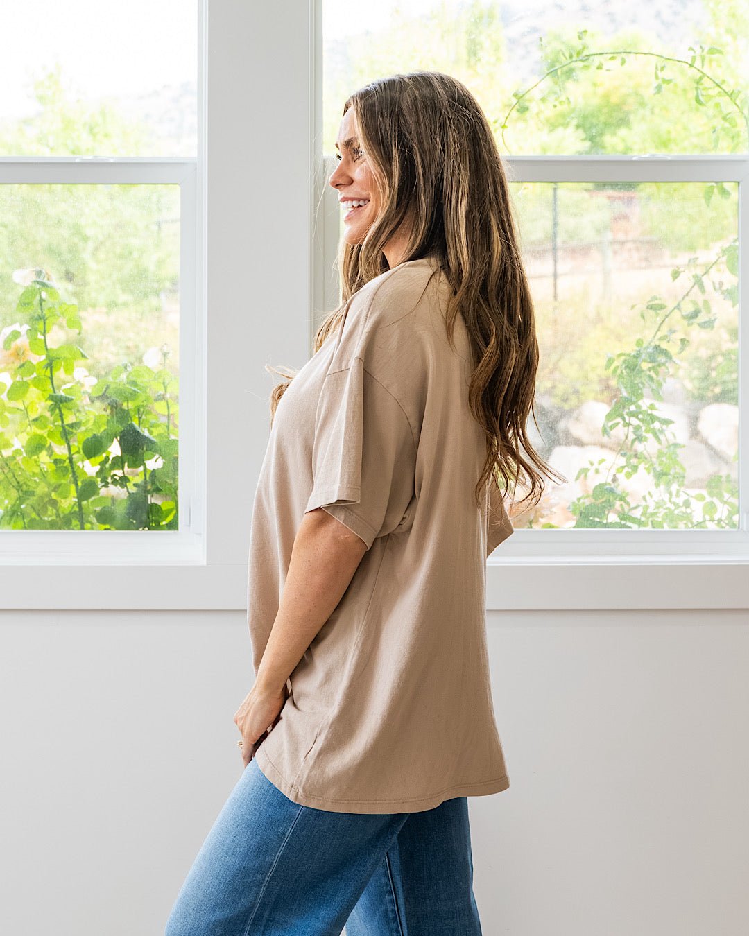 NEW! Oversized Mineral Wash Tee - Dark Taupe