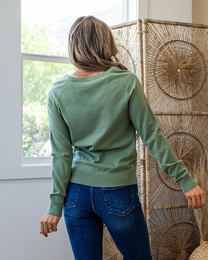 NEW! Chelsea Waffle Knit Top - Dark Sage