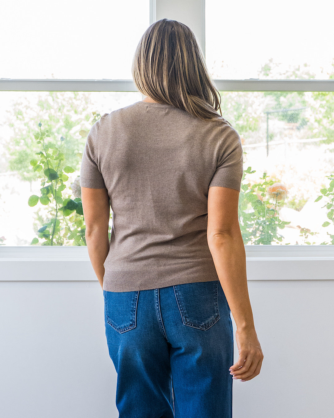 NEW! Harper Short Sleeve Sweater - Heather Mocha Be Cool