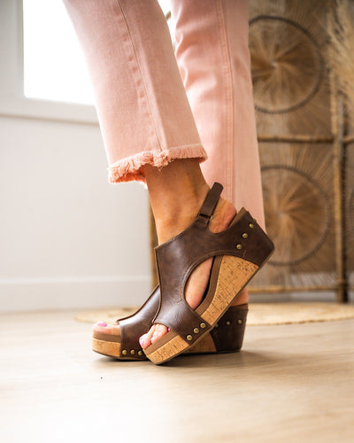 NEW! Corkys Carley Wedge Sandals - Rustic Brown  Corkys Footwear   