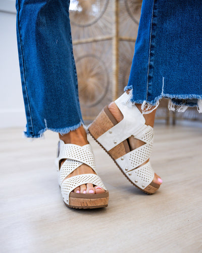 NEW! Corkys Guilty Pleasure Wedge Sandals - Ivory Snake  Corkys Footwear   