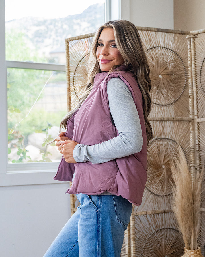 NEW! Corduroy Reversible Puffer Vest - Rose Staccato