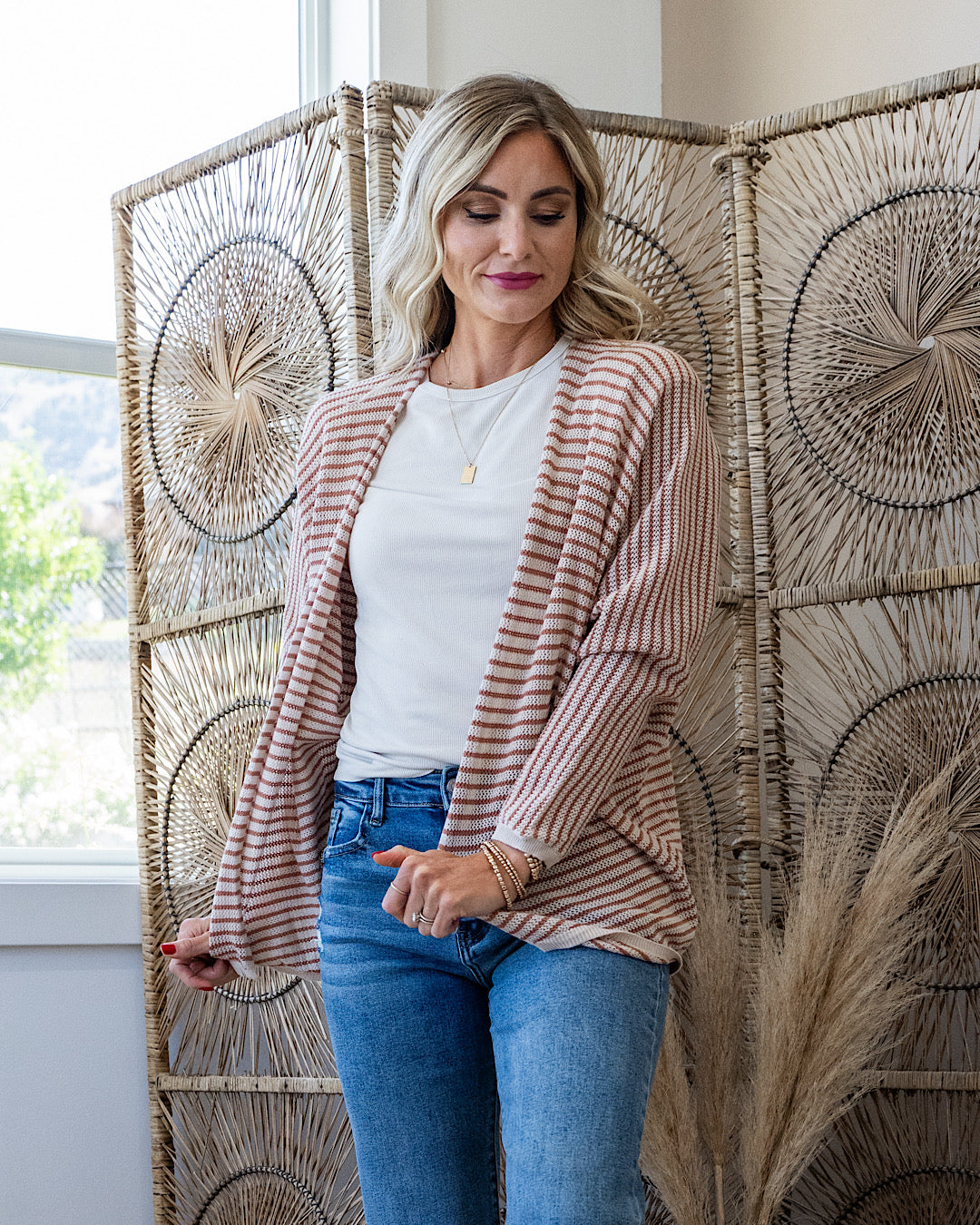 NEW! Brenda Striped Dolman Sleeve Open Cardigan - Auburn Be Cool