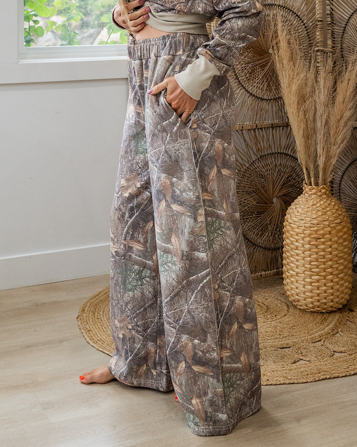 Drift Away Wide Leg Lounge Pants - Camo Blakeley
