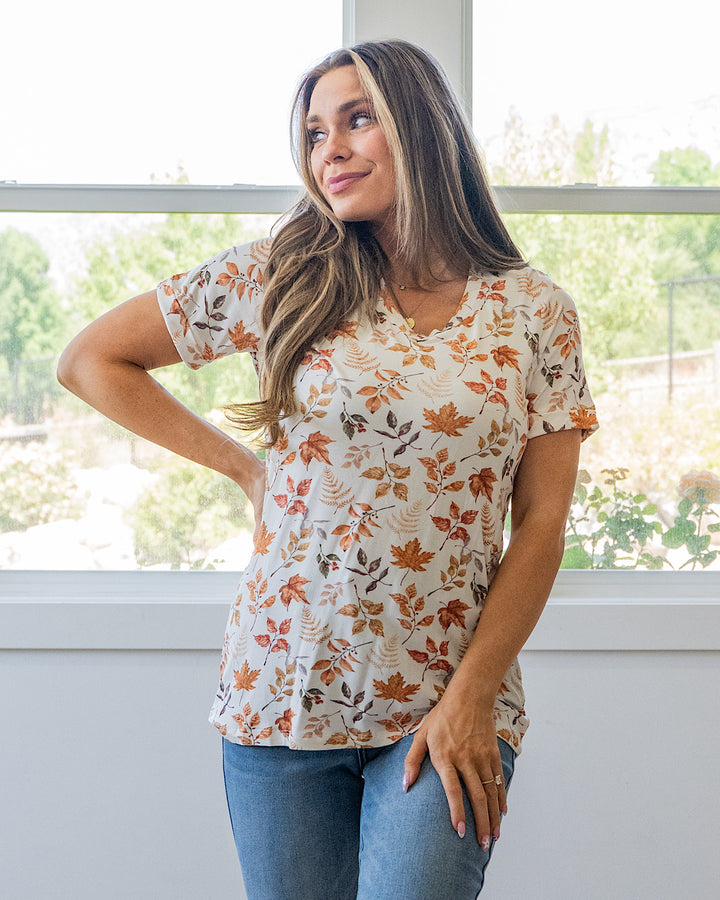 NEW! Sophie V Neck Top - Autumn Leaves Michelle Mae