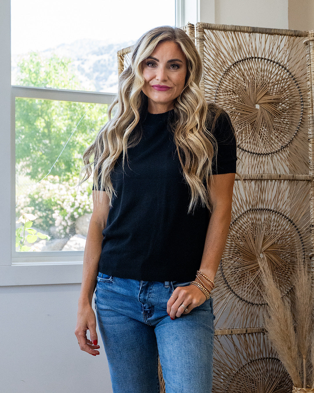 NEW! Kaya Mock Neck Knit Top - Black Be Cool