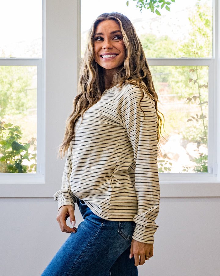 NEW! Estelle Brushed Striped Top - Ivory