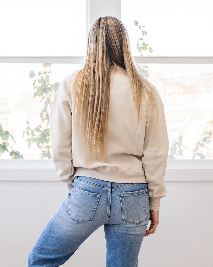 NEW! The Go To Fleece Crewneck Sweatshirt - Beige Reflex