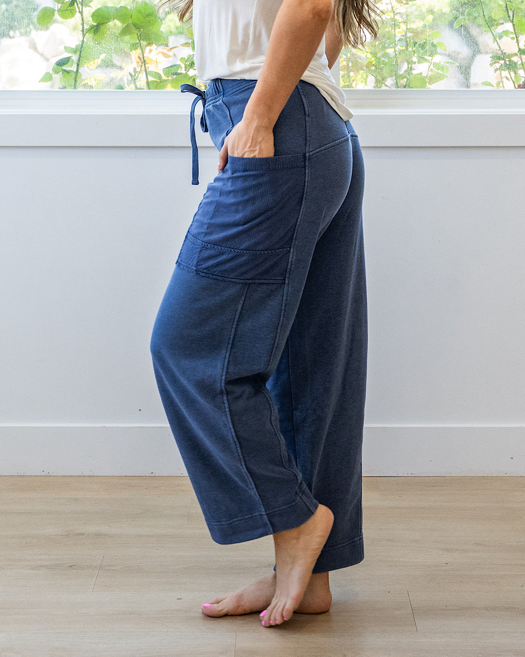 NEW! Rae Mode Terry Comfy Pants - Navy