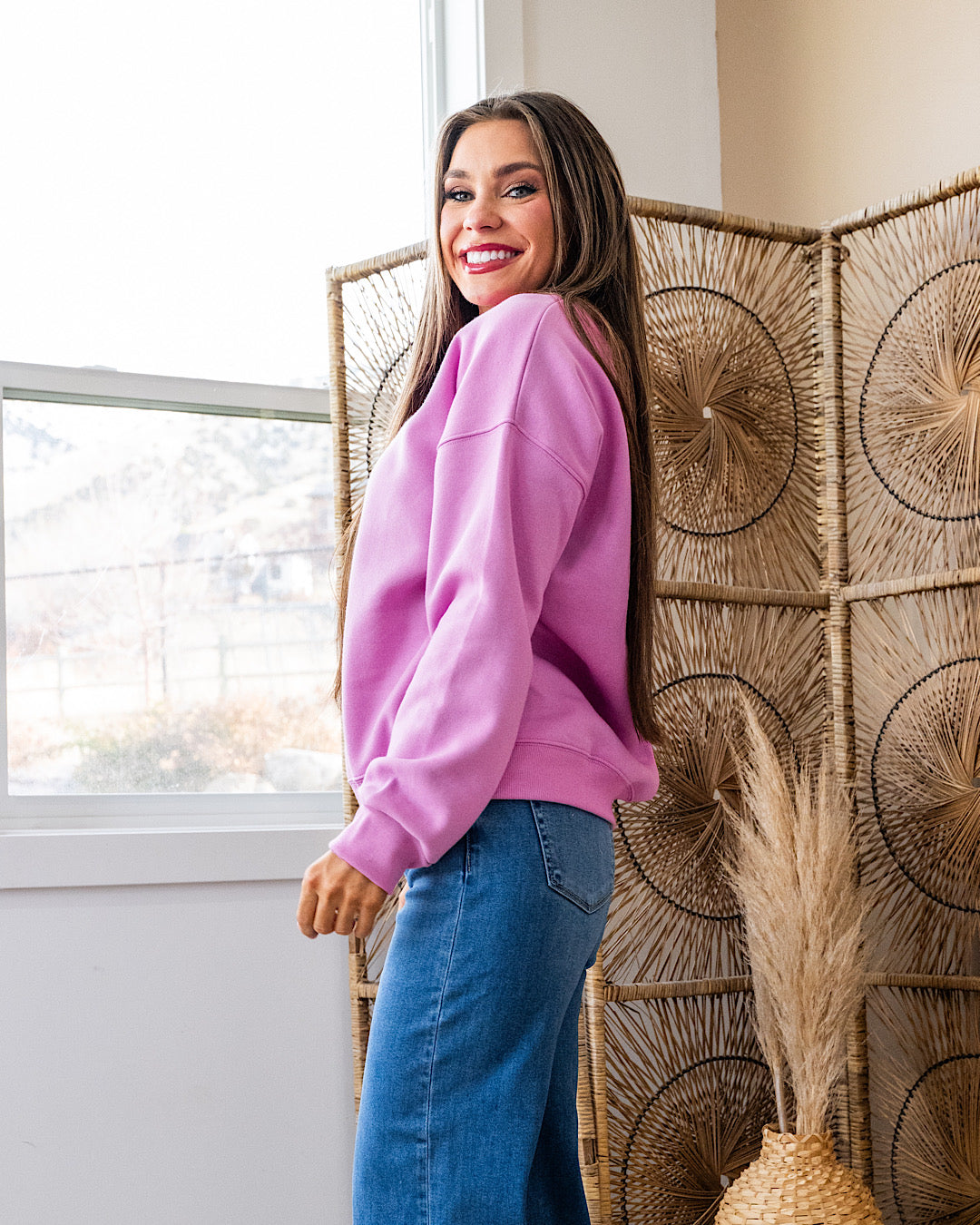 NEW! Cozy Crewneck Sweatshirt - Bright Mauve