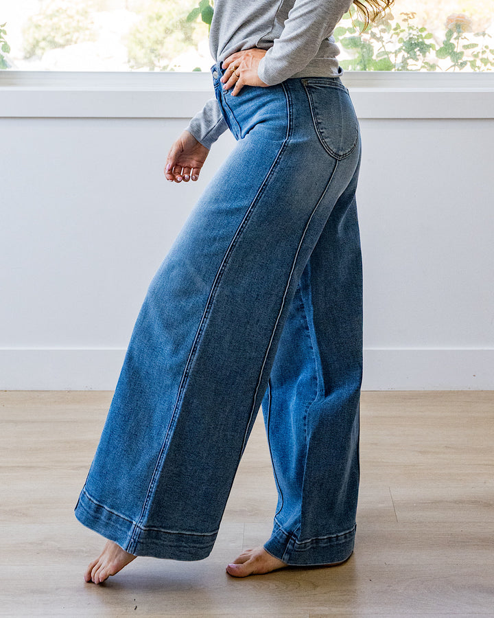 NEW! Judy Blue Hattie Front Seam Wide Leg Jeans - Short, Regular and Long