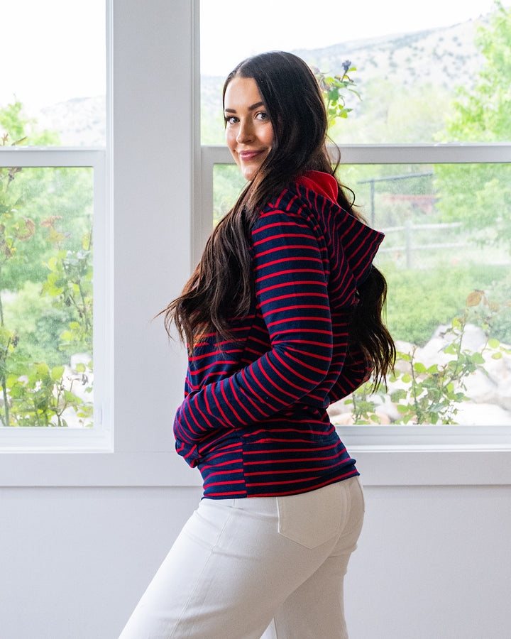 NEW! Ampersand Ave Sailaway Stripes HalfZip Sweatshirt Ampersand Ave