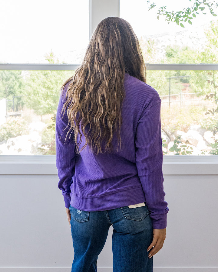 NEW! Mia Ribbed Crewneck Top - Purple