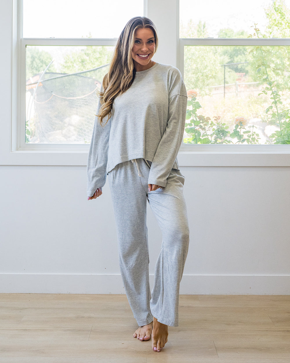 NEW! Stop Here Striped Knit Set - Heather Gray & Cream Wishlist