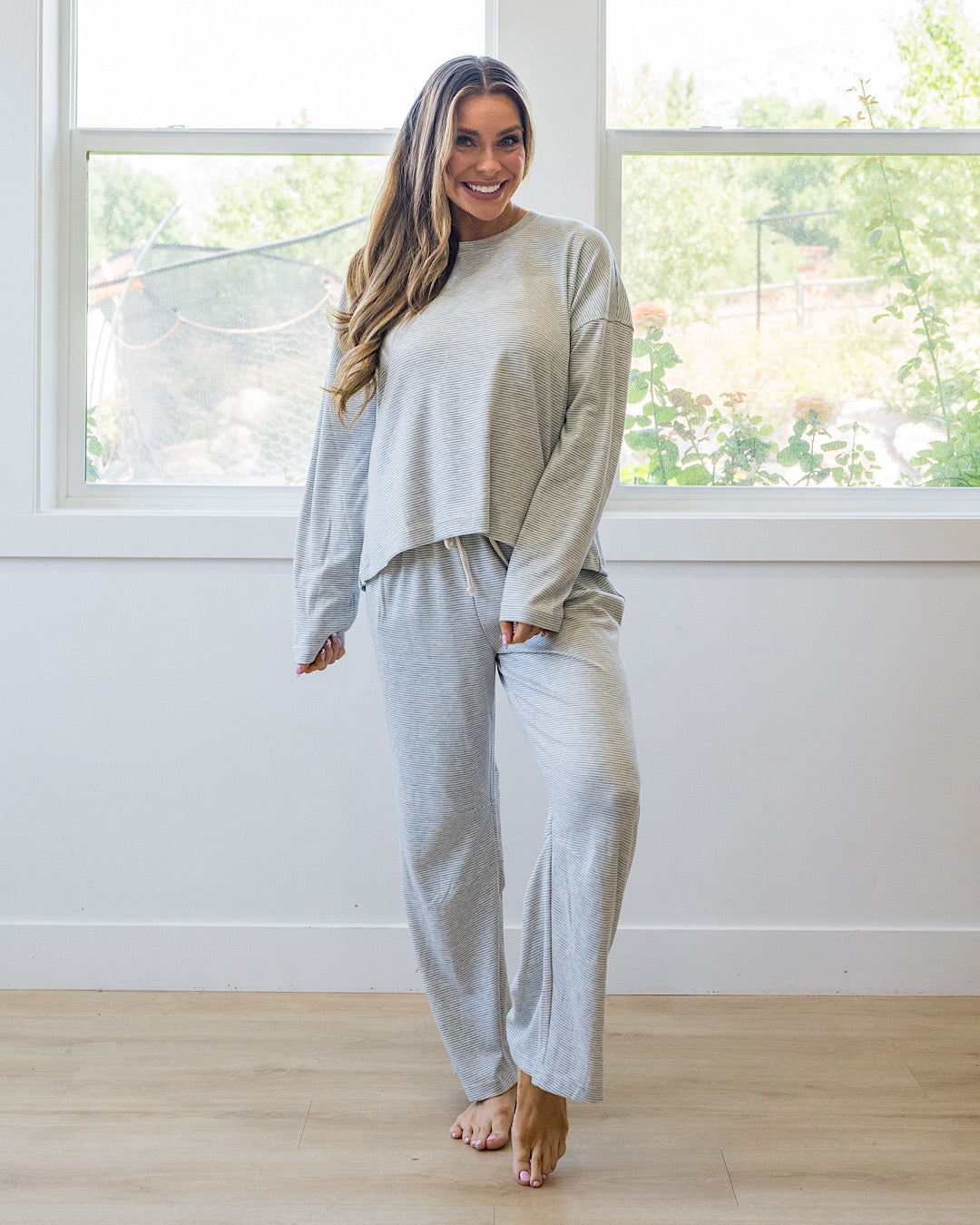 NEW! Stop Here Striped Knit Set - Heather Gray & Cream Wishlist