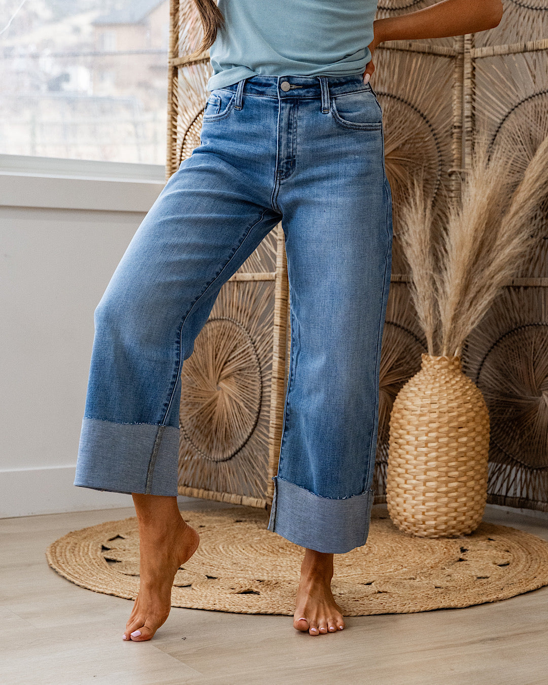 KanCan That Feeling Rolled Hem Wide Leg Jeans kancan-that-feeling-rolled-hem-wide-leg-jeans