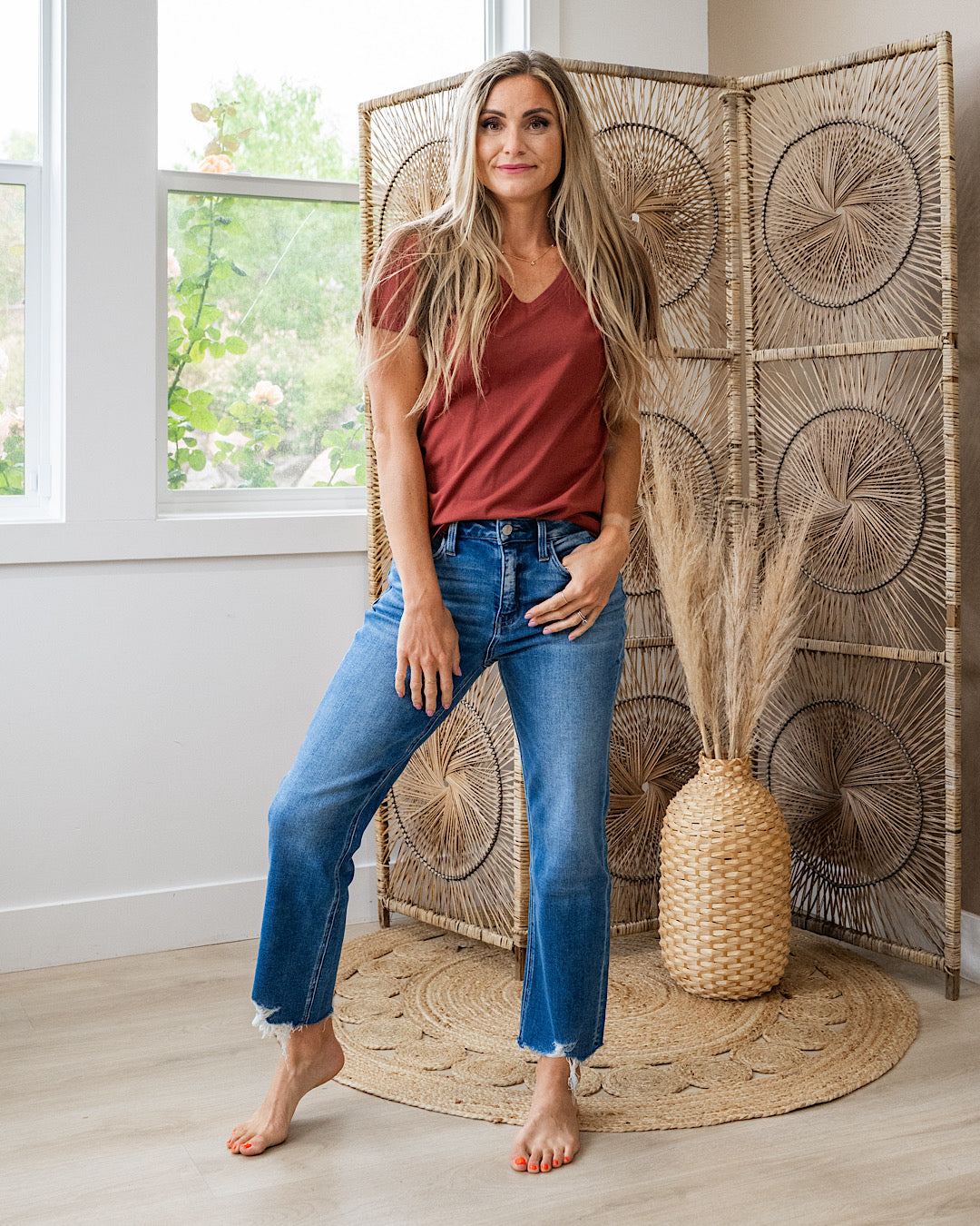 NEW! In Plain Sight V Neck Top - Chili Be Cool