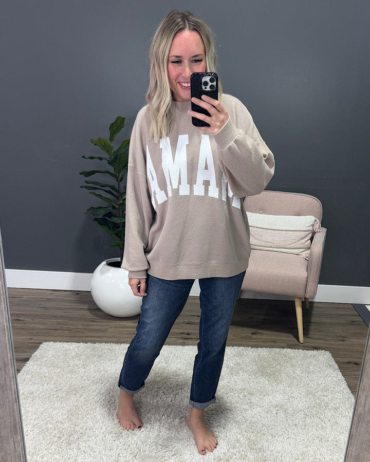 NEW! Mama Cloud Knit Top - Taupe Tres Bien