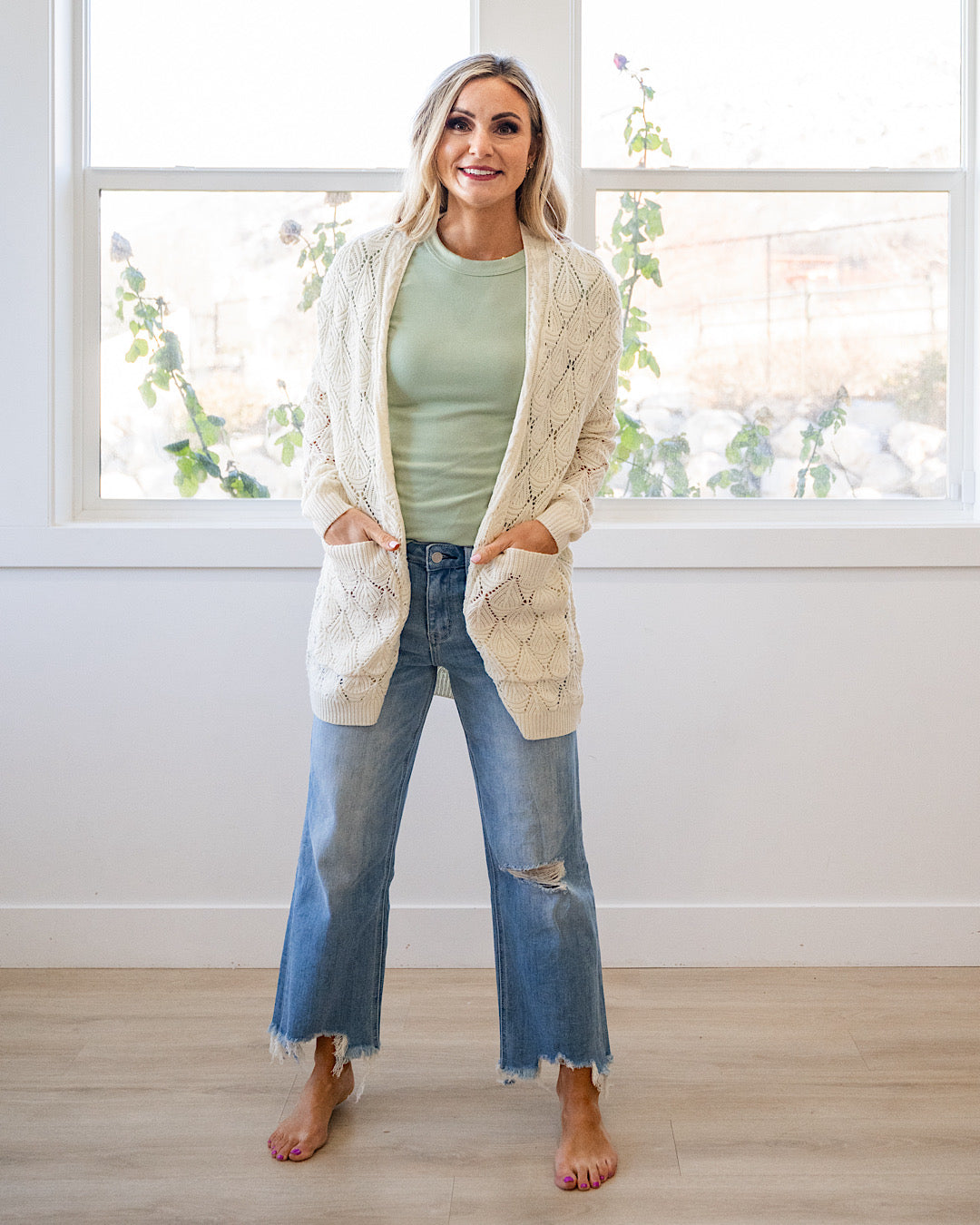 NEW! Promise Me Open Knit Cardigan - Ivory