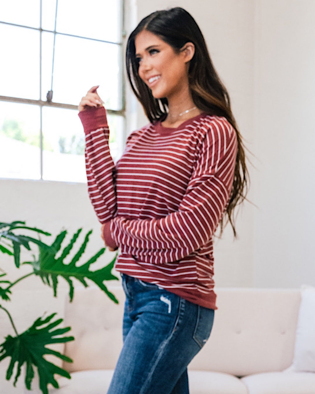 NEW! Believe It Brick Striped Drop Shoulder Top  Staccato   