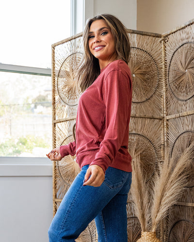 NEW! Mia Ribbed Crewneck Top - Berry Michelle Mae