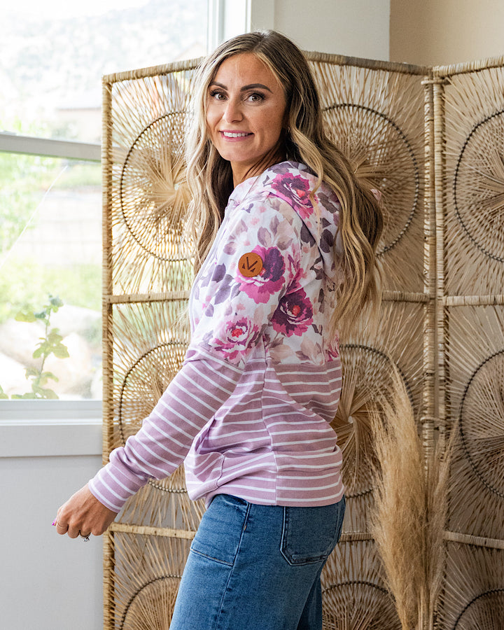 NEW! Hailey Pullover Hoodie - Autumn Blossom & Stripes Michelle Mae