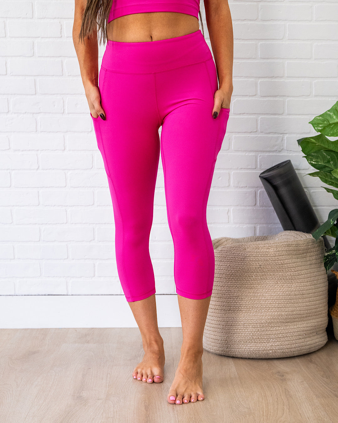 Rae Mode Cropped High Waist Leggings - Sonic Pink