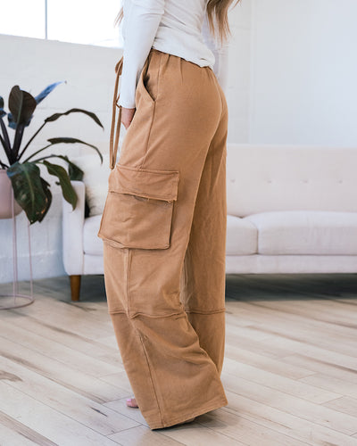Nova Wide Leg Cargo Pants - Caramel  Ces Femme   