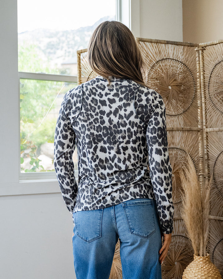 Raquel Long Sleeve Leopard Top - Ivory & Black Sew In Love