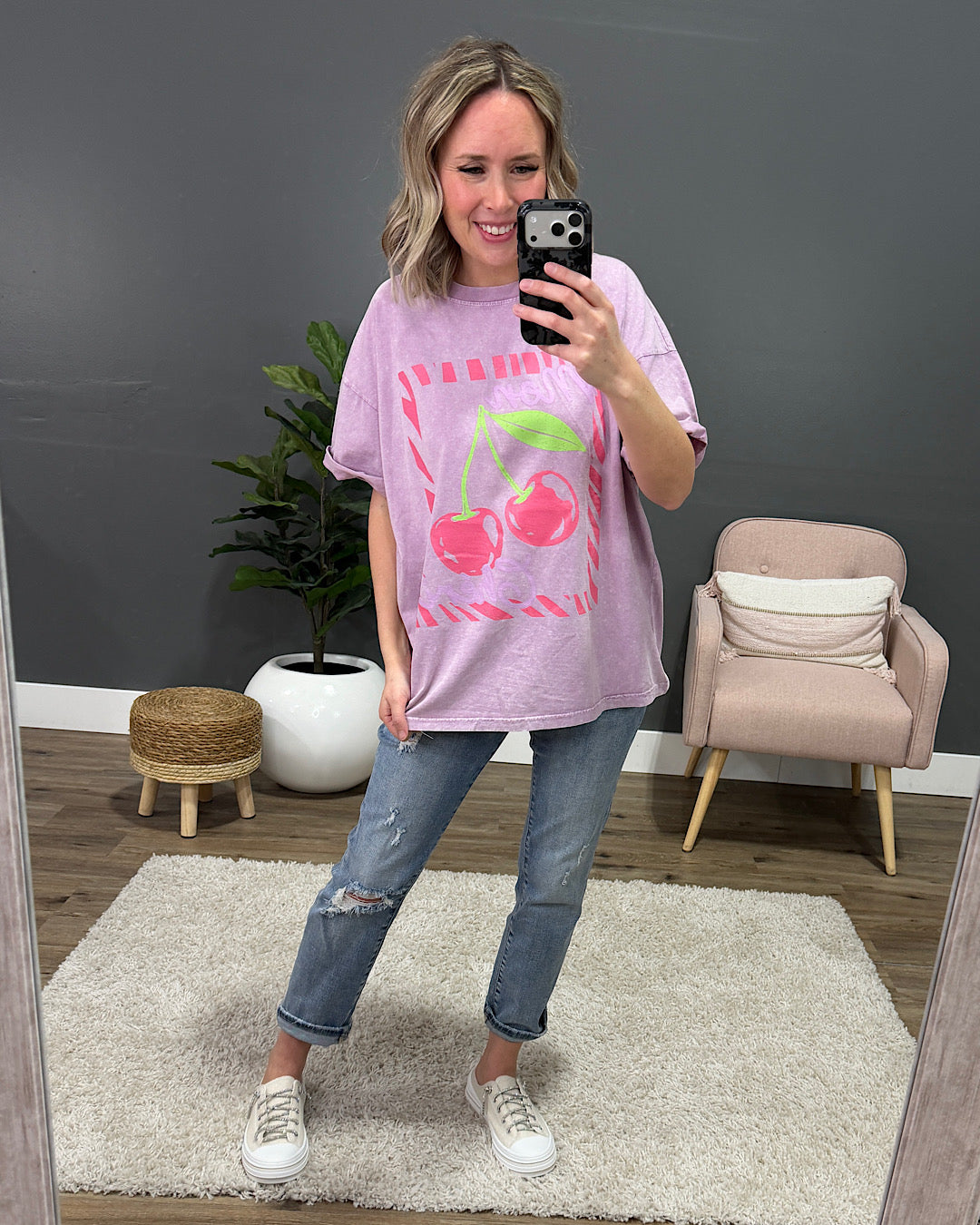 NEW! Mon Cheri Coquette Lavender Mineral Wash Tee Zutter