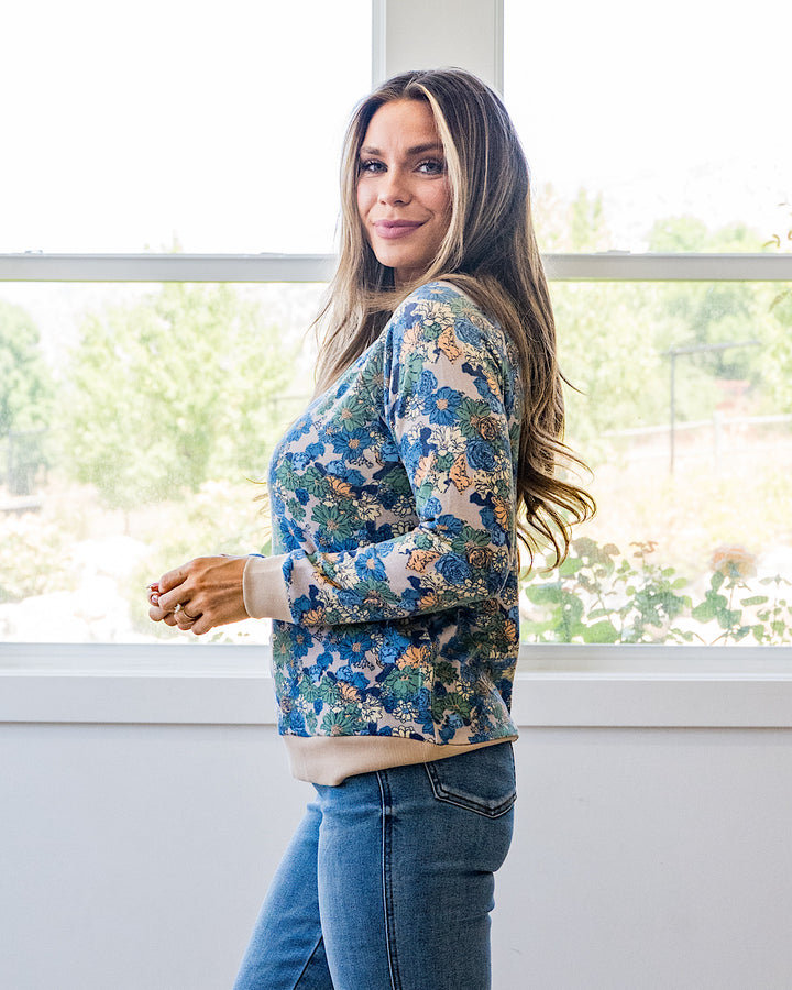 NEW! Bristol Floral Lightweight Sweater - Taupe
