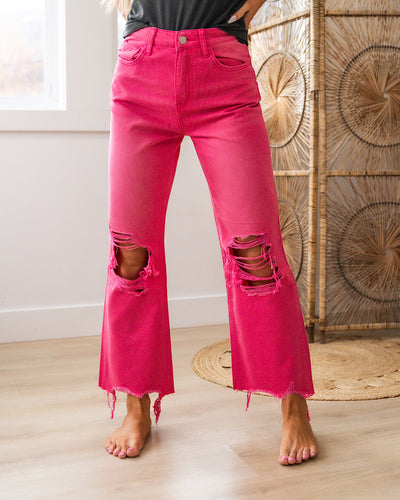 NEW! Vervet Hot Pink 90's Crop Flare Jeans  Vervet   