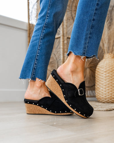 NEW! Corkys Just Precious Faux Suede Clogs - Black  Corkys Footwear   