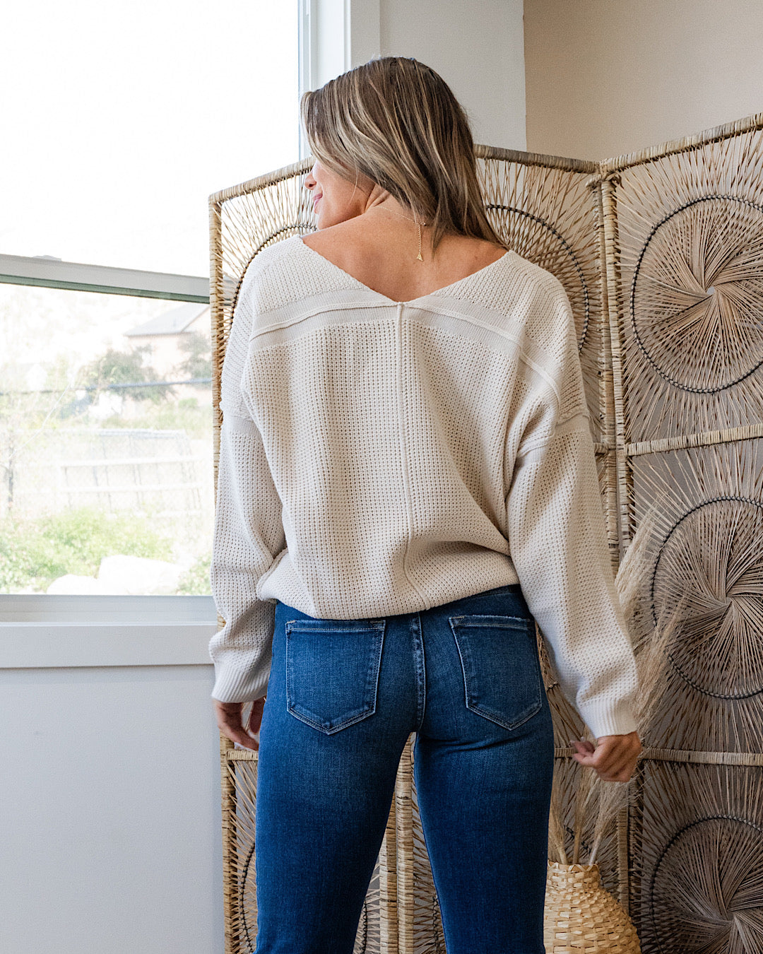 NEW! Evie Oversized Textured V Neck Sweater - Seashells  Heyson   