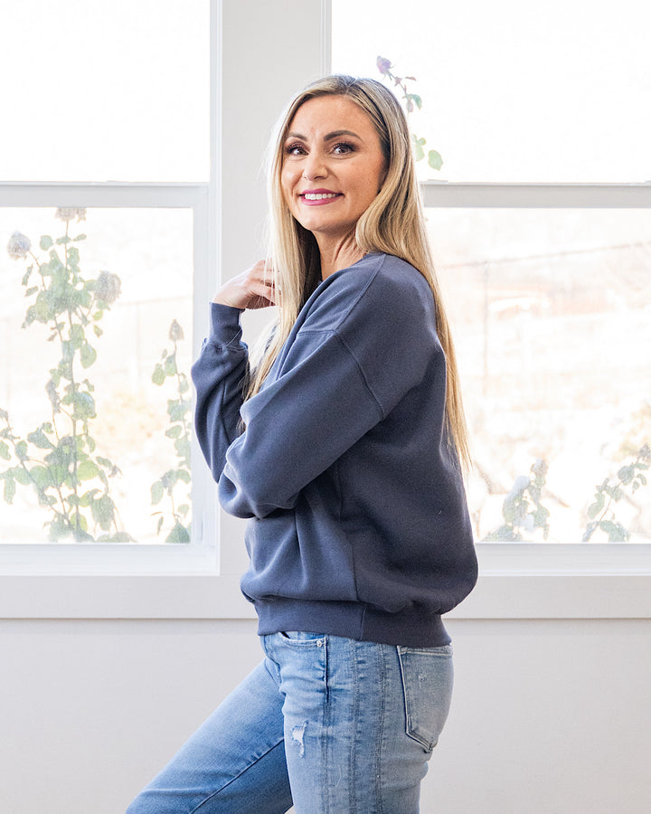 The Go To Fleece Crewneck Sweatshirt - Denim Blue Reflex