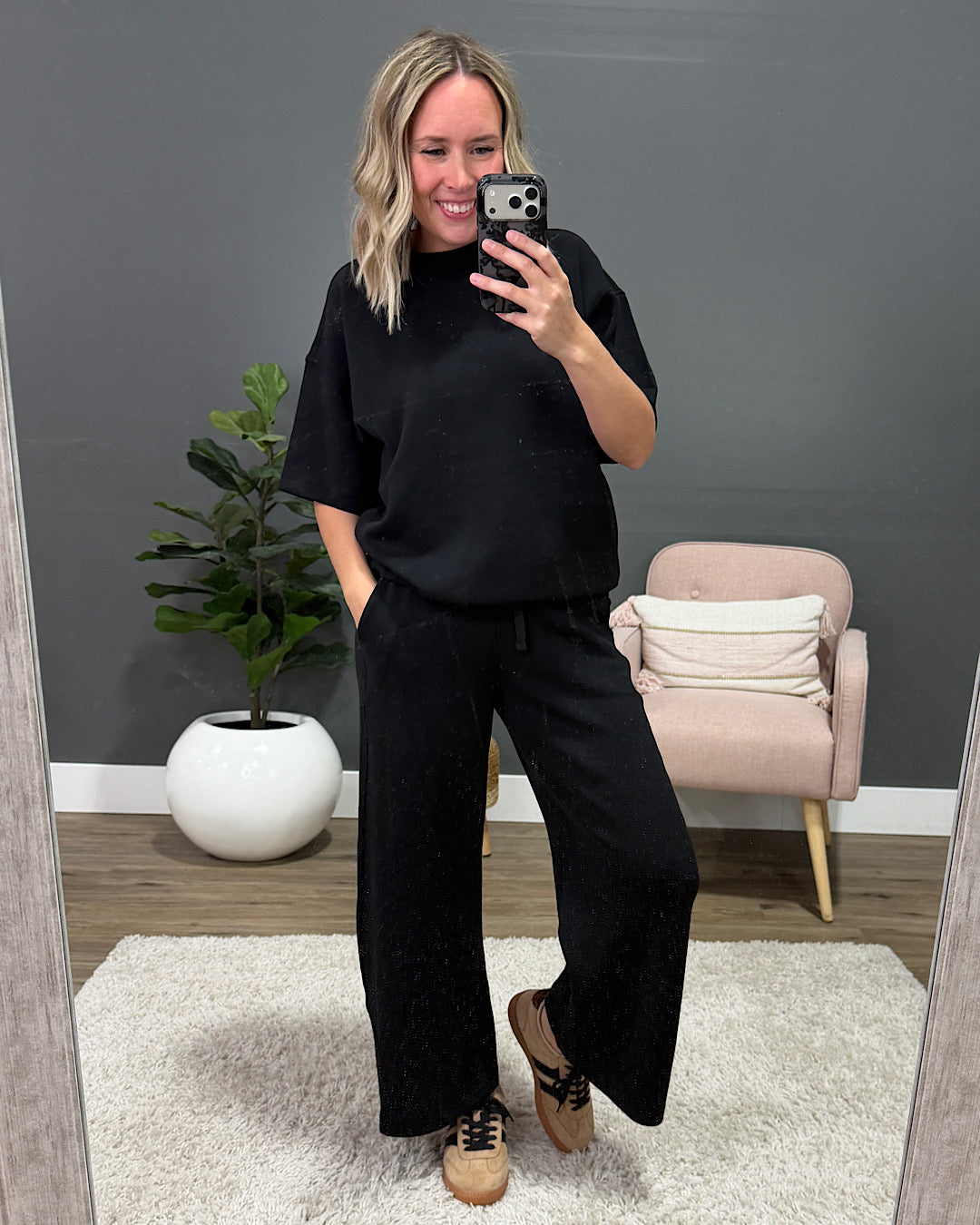 NEW! Macey Scuba Fabric Top - Black