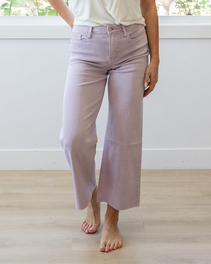 NEW! Vervet Skye Wide Leg Non Distressed Crop Jeans - Lavender