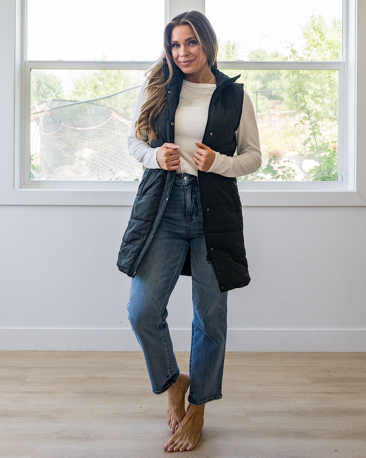 NEW! Harlow Long Vest - Black